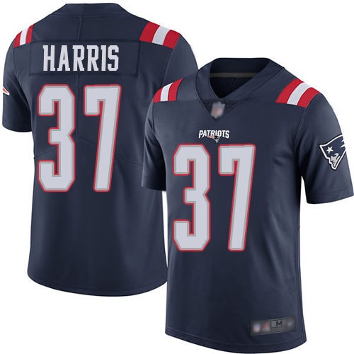 New England Patriots Football #37 Rush Vapor Limited Navy Blue Men Damien Harris NFL Jersey->women nfl jersey->Women Jersey